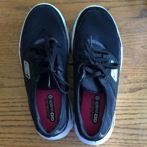 Skechers go walk sneakers in good used condition, size 8,Black
